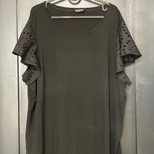 BloomChic Black Blouse with Eyelet Ruffle Sleeves-Woman’s Plus Size 18